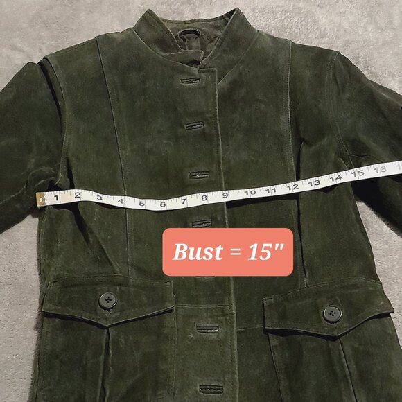 Suede Green Jacket By H&G Juniors Size Small/Petite - Picture 13 of 16